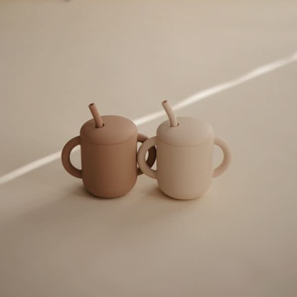 Mushie SILICONE TRAINING CUP + STRAW (NATURAL) - AT NOON STORE