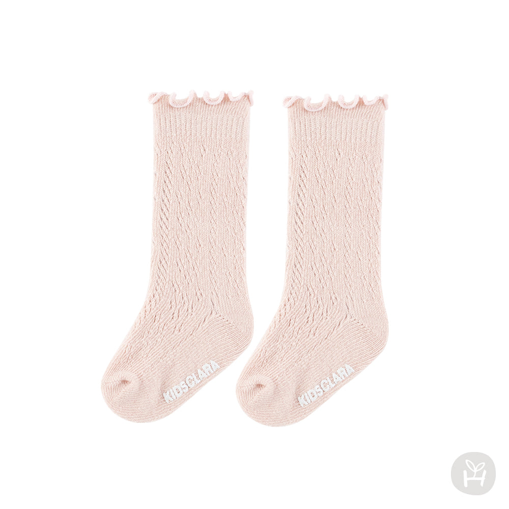 knee high lace socks || powder pink