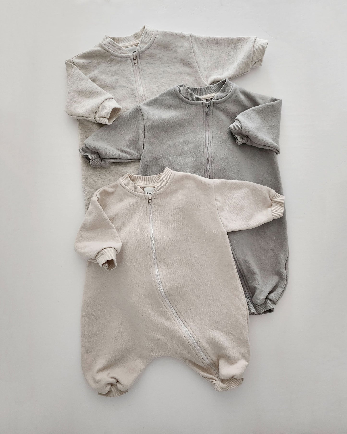 Baby At Noon Zip-up Jumpsuit (3-18m) - Oat Heather - AT NOON STORE