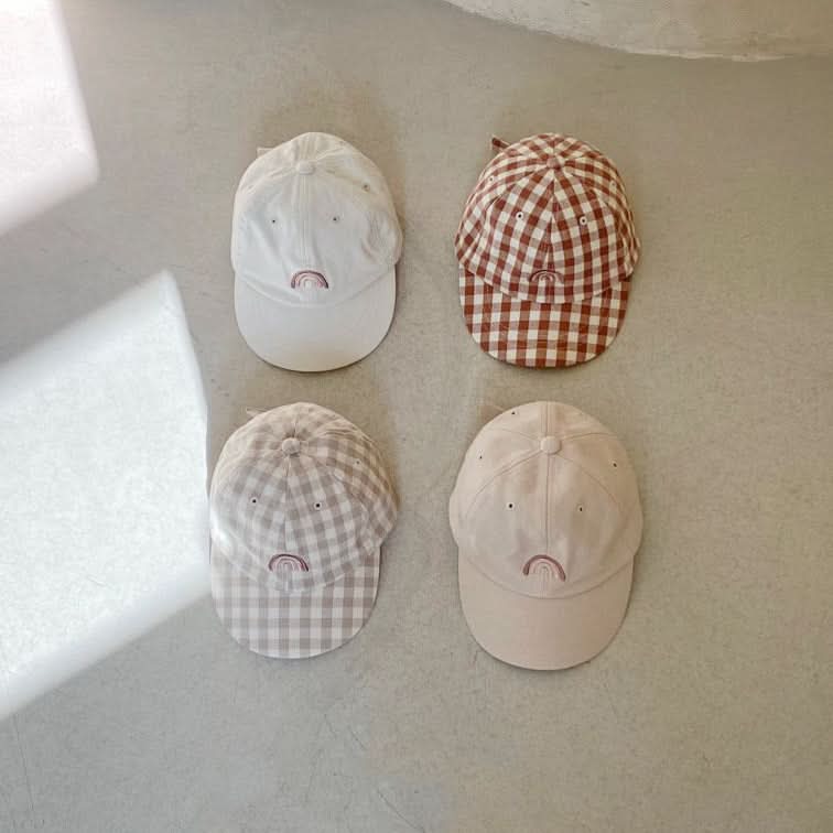 Baby BH Rainbow Baseball Cap (3-24m) - Beige Gingham - AT NOON STORE