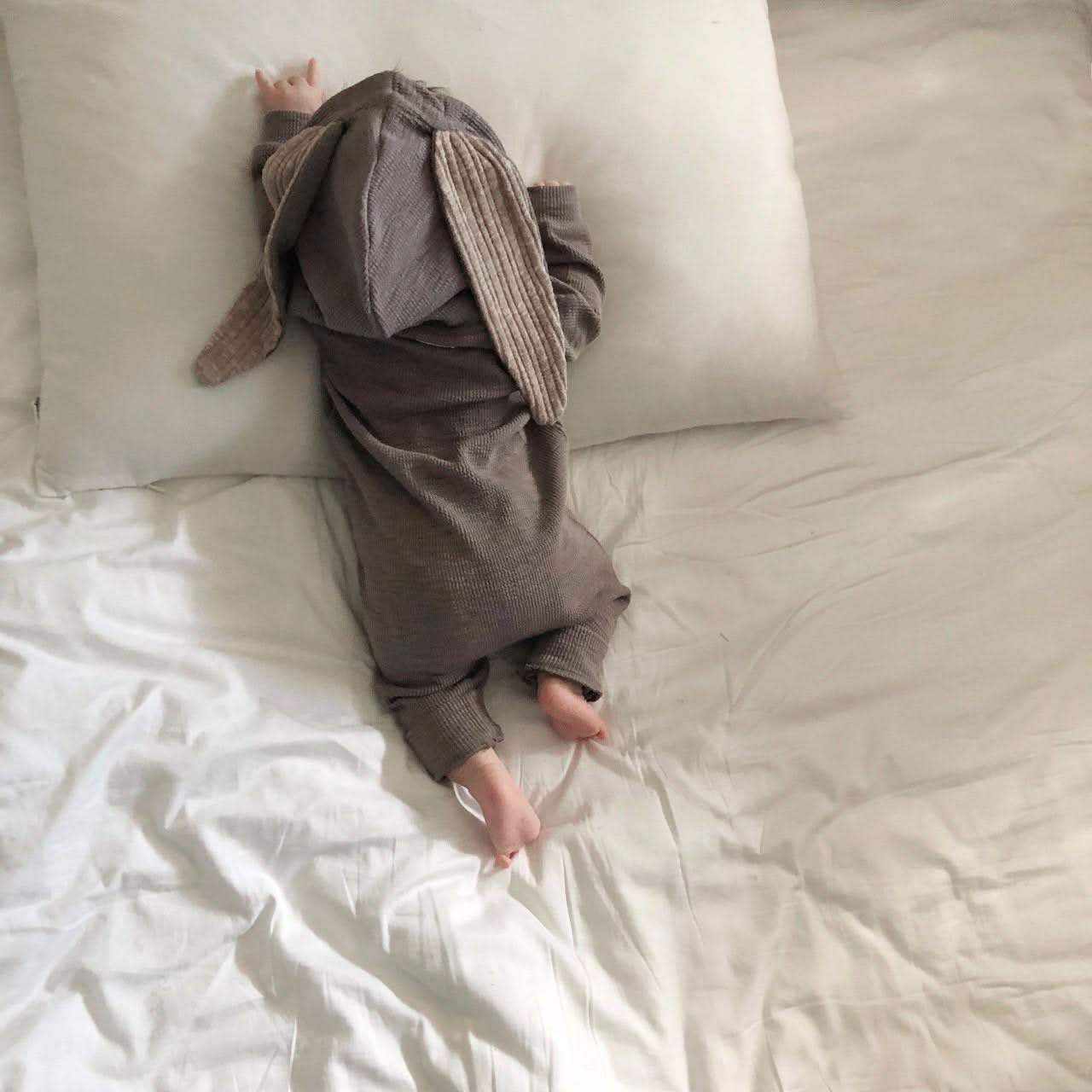 Baby Lala Bunny Hooded Jumpsuit -Gray - AT NOON STORE