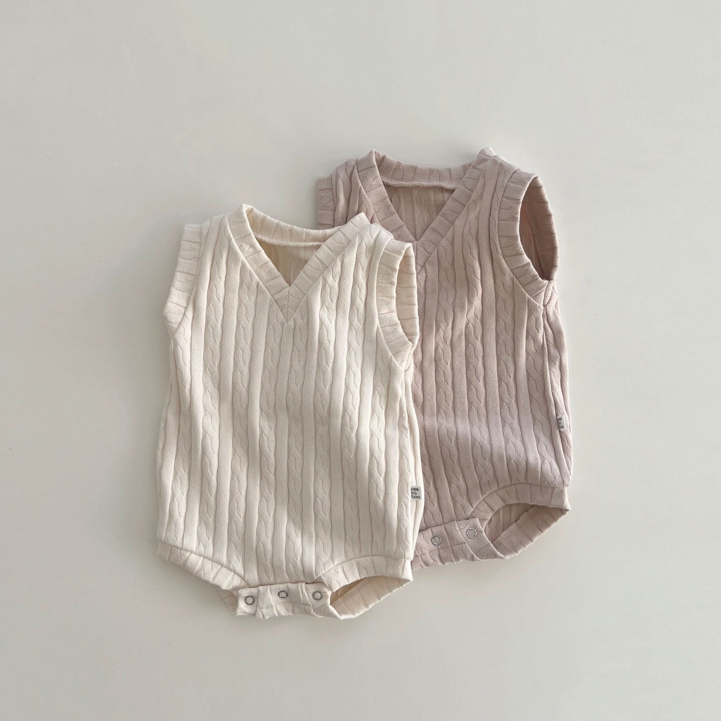 Baby Cable Knit Sleeveless Romper (3-18m)- Cream - AT NOON STORE