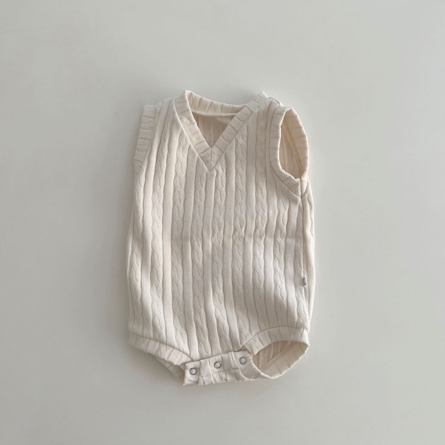 Baby Cable Knit Sleeveless Romper (3-18m)- Cream - AT NOON STORE