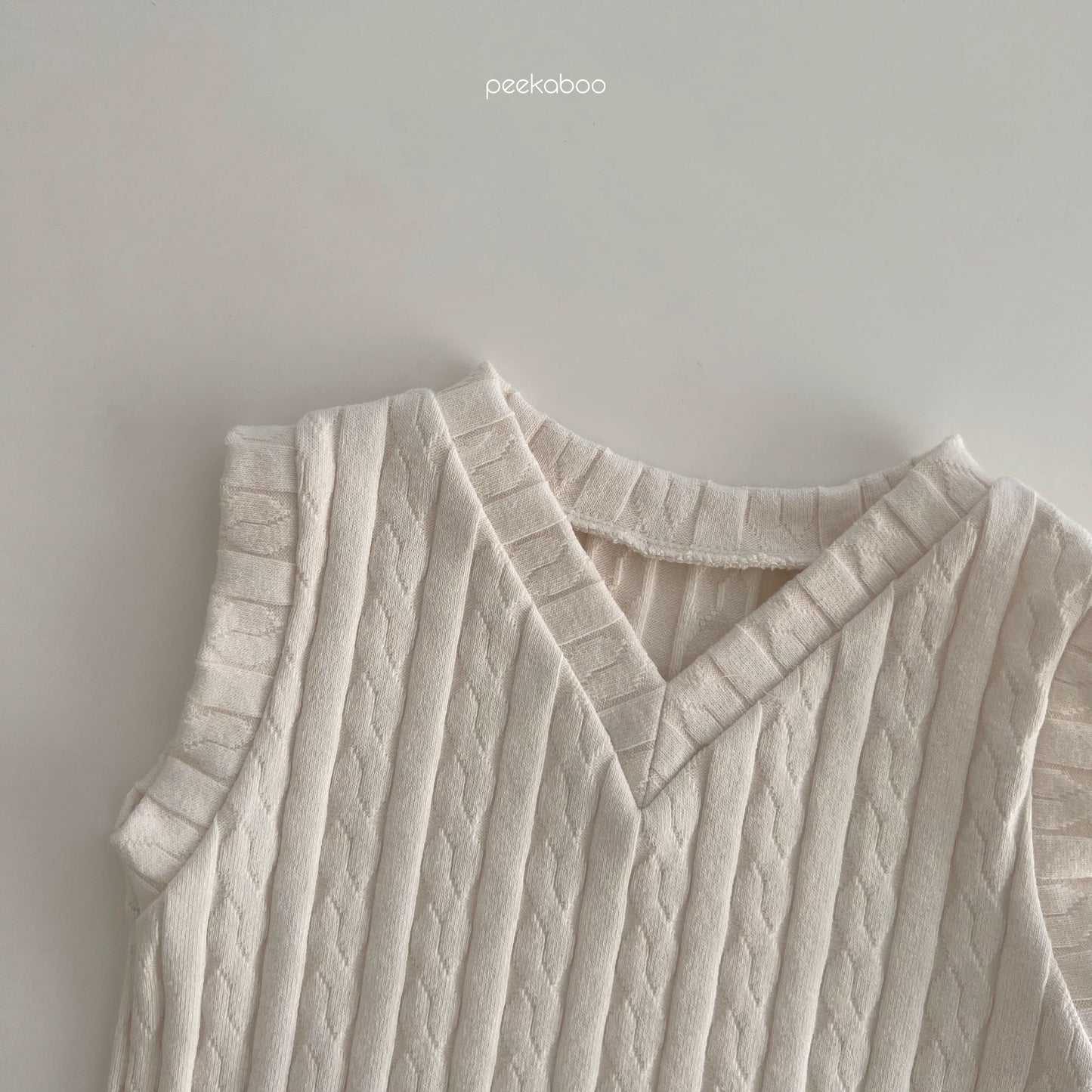 Baby Cable Knit Sleeveless Romper (3-18m)- Cream - AT NOON STORE