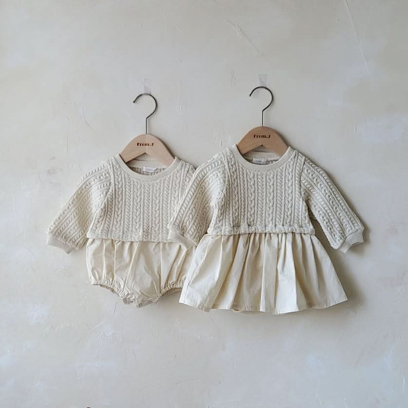 Baby Cable Knit Top Romper (318m) AT NOON STORE