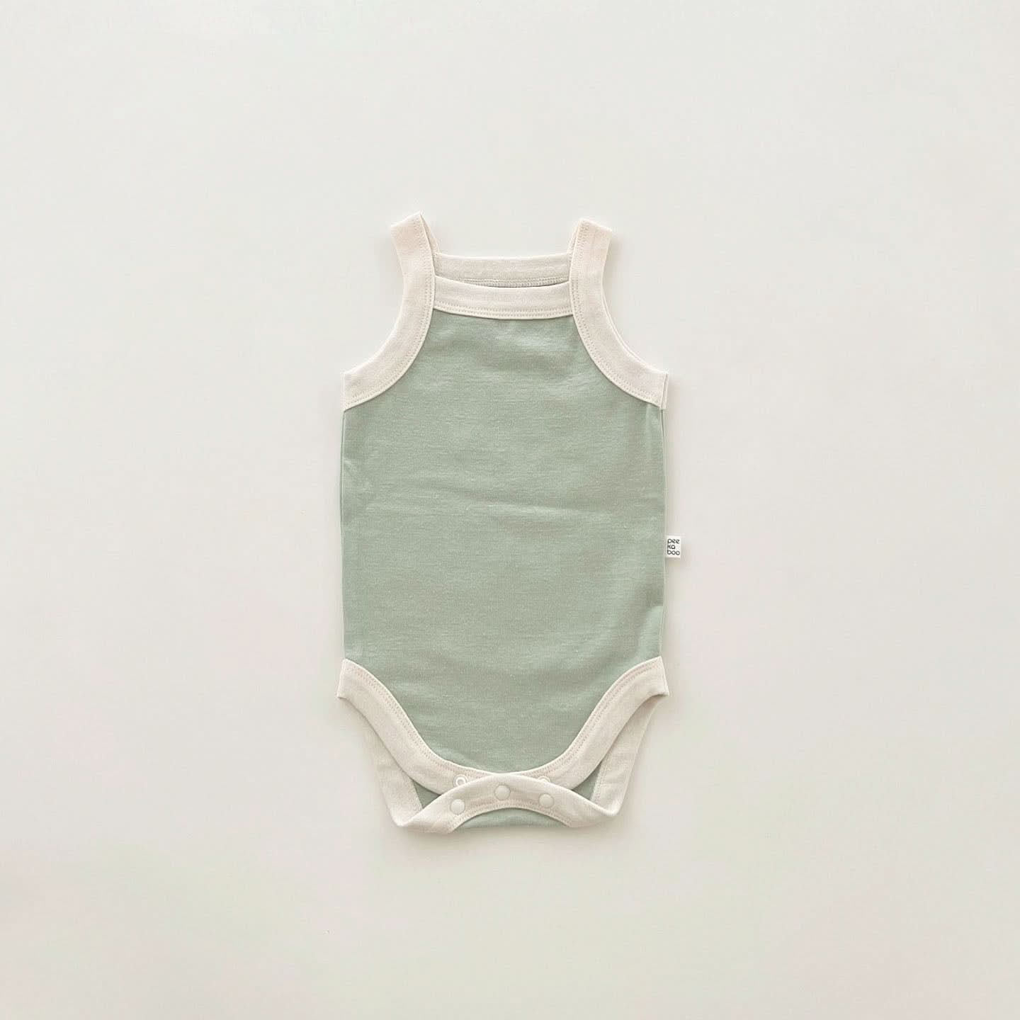 Baby  Contrast Trim Cami Romper (3-18m)- Mint - AT NOON STORE