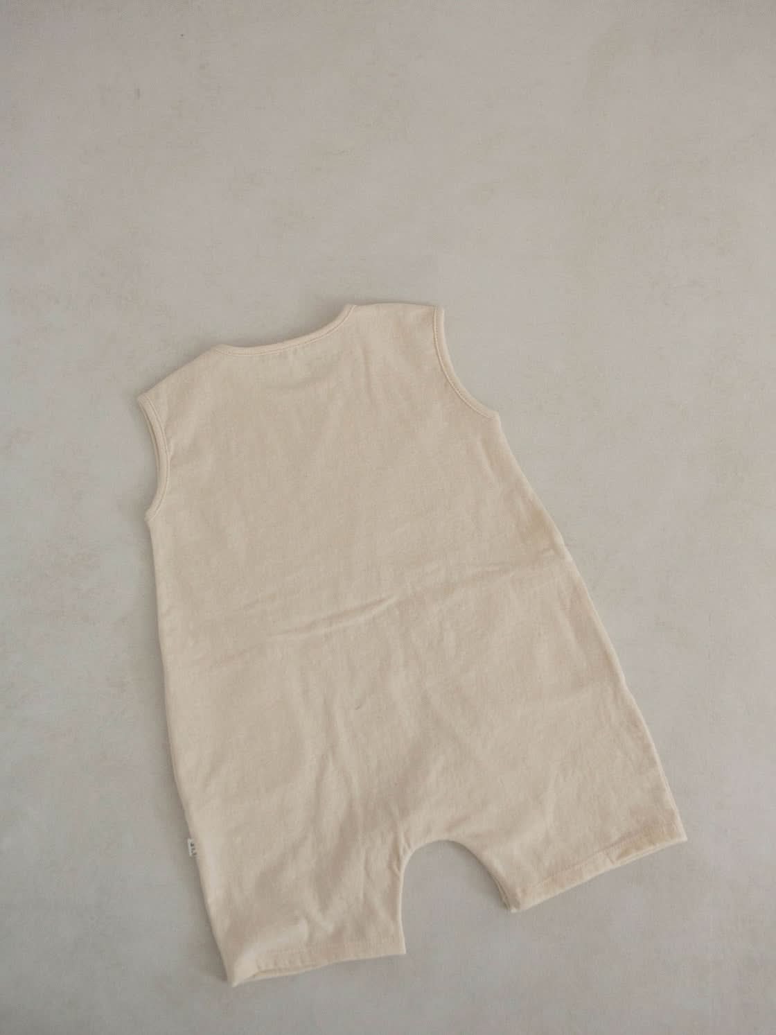 Baby Cotton Sleeveless Pocket Jumpsuit (3-18m)- Ivory - AT NOON STORE