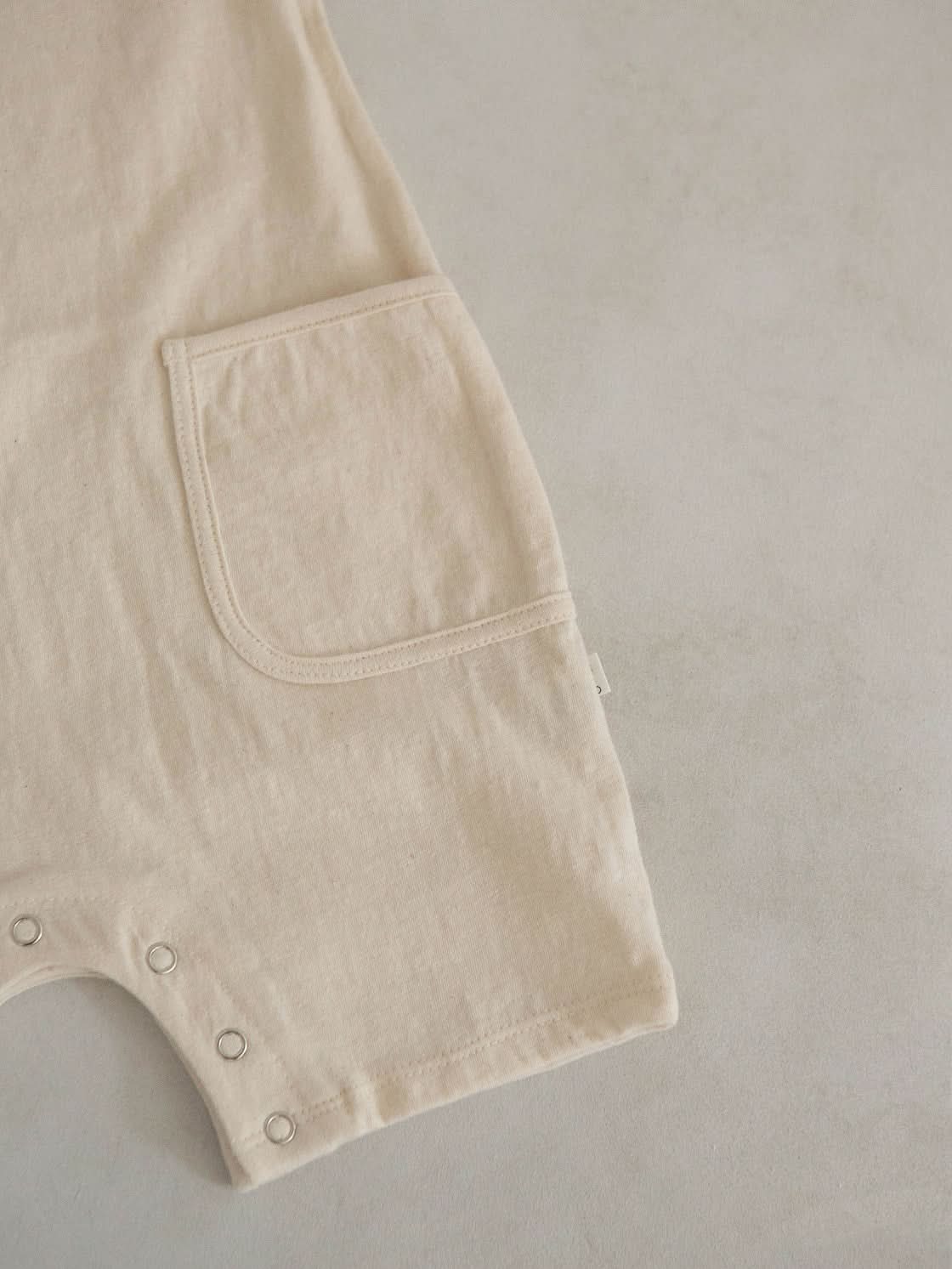 Baby Cotton Sleeveless Pocket Jumpsuit (3-18m)- Ivory - AT NOON STORE