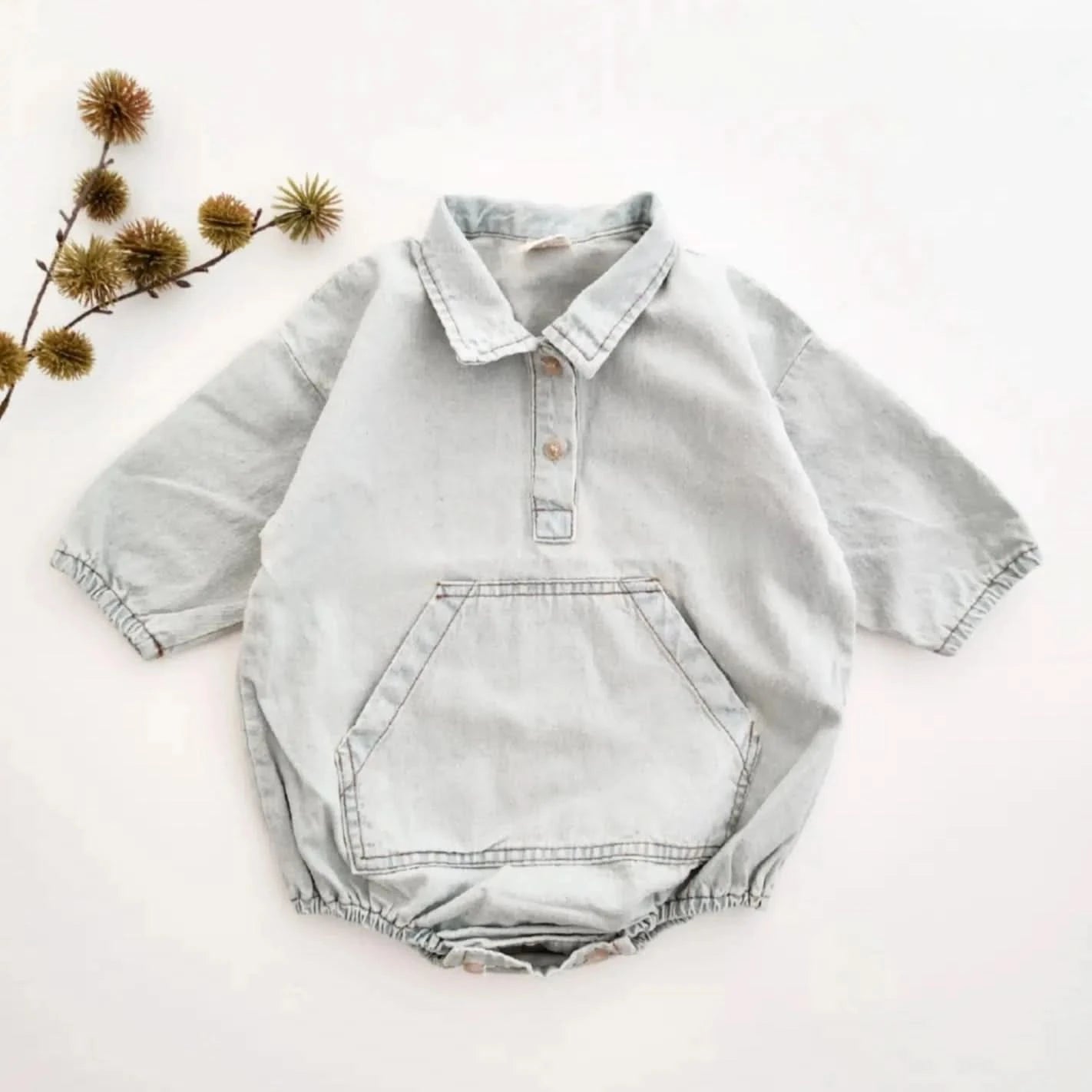 Baby Denim Shirt Romper (4-15m) - AT NOON STORE