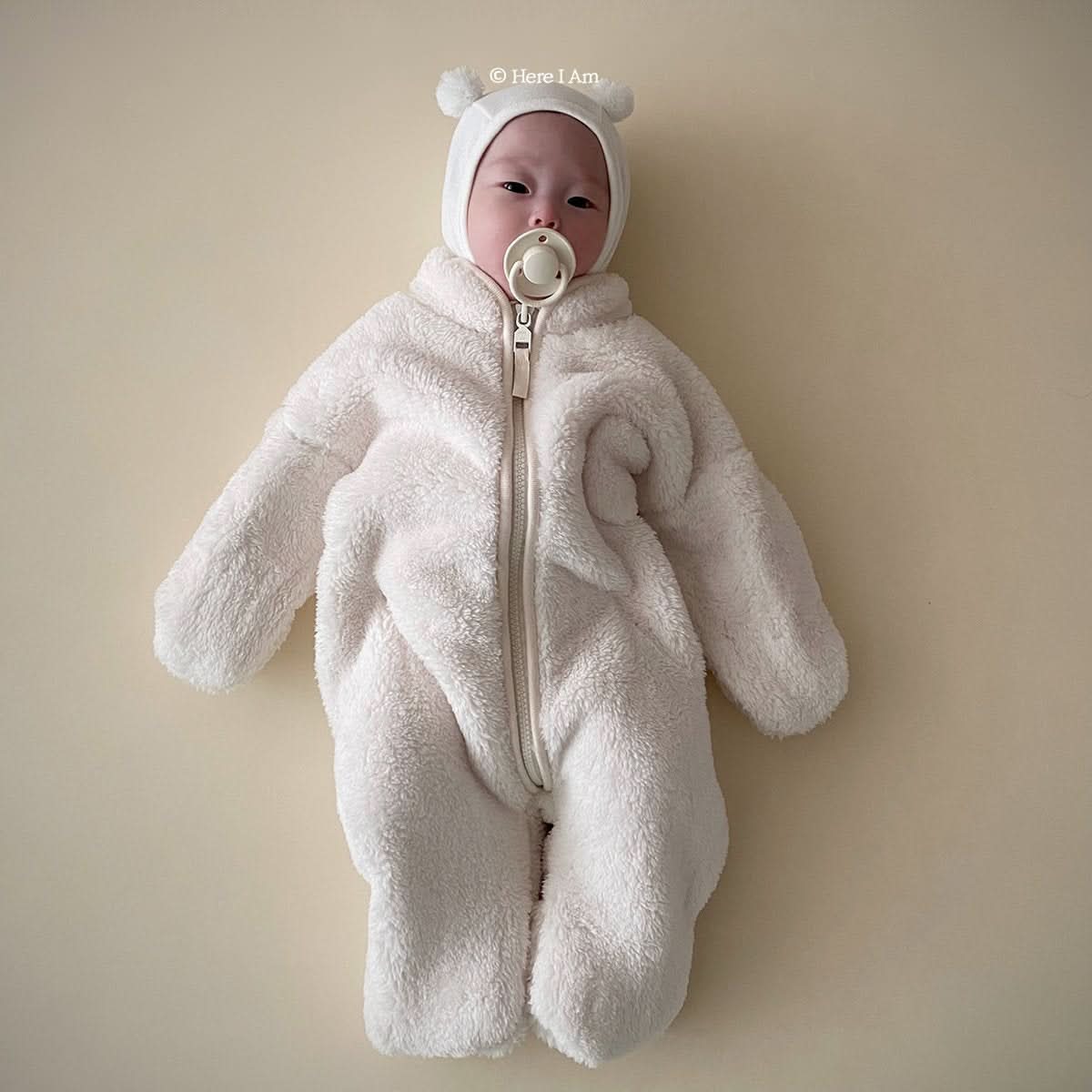 Baby Fluffy Fleece One-Piece (3-10m) - Milk White - AT NOON STORE