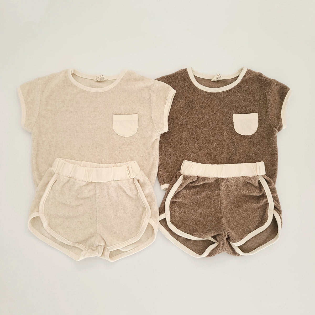Baby Kids Towel Cloth Top and Shorts Set (3-4y) - Brown - AT NOON STORE