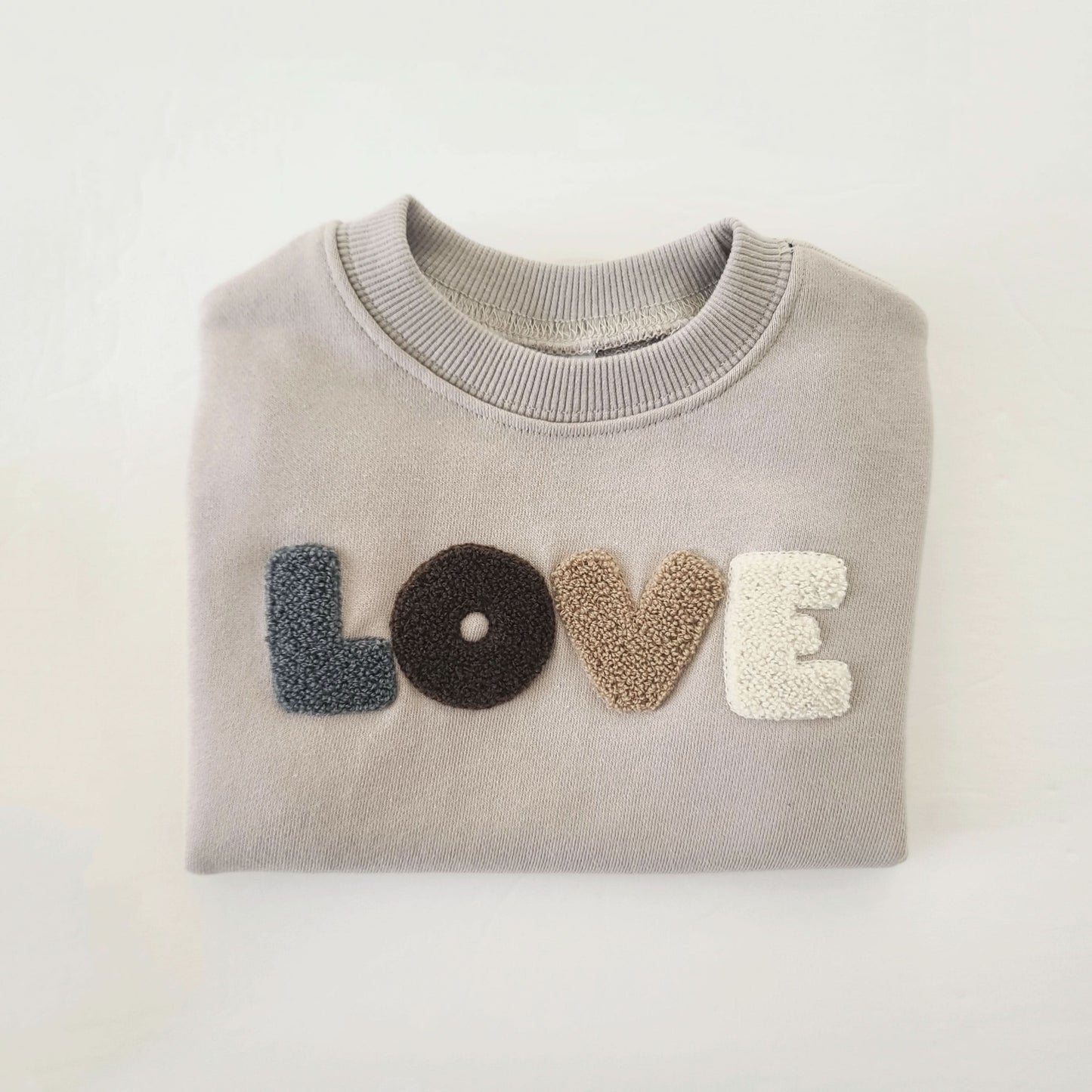 Baby LOVE Embroidery Sweatshirt Romper (0-18m) - Gray - AT NOON STORE