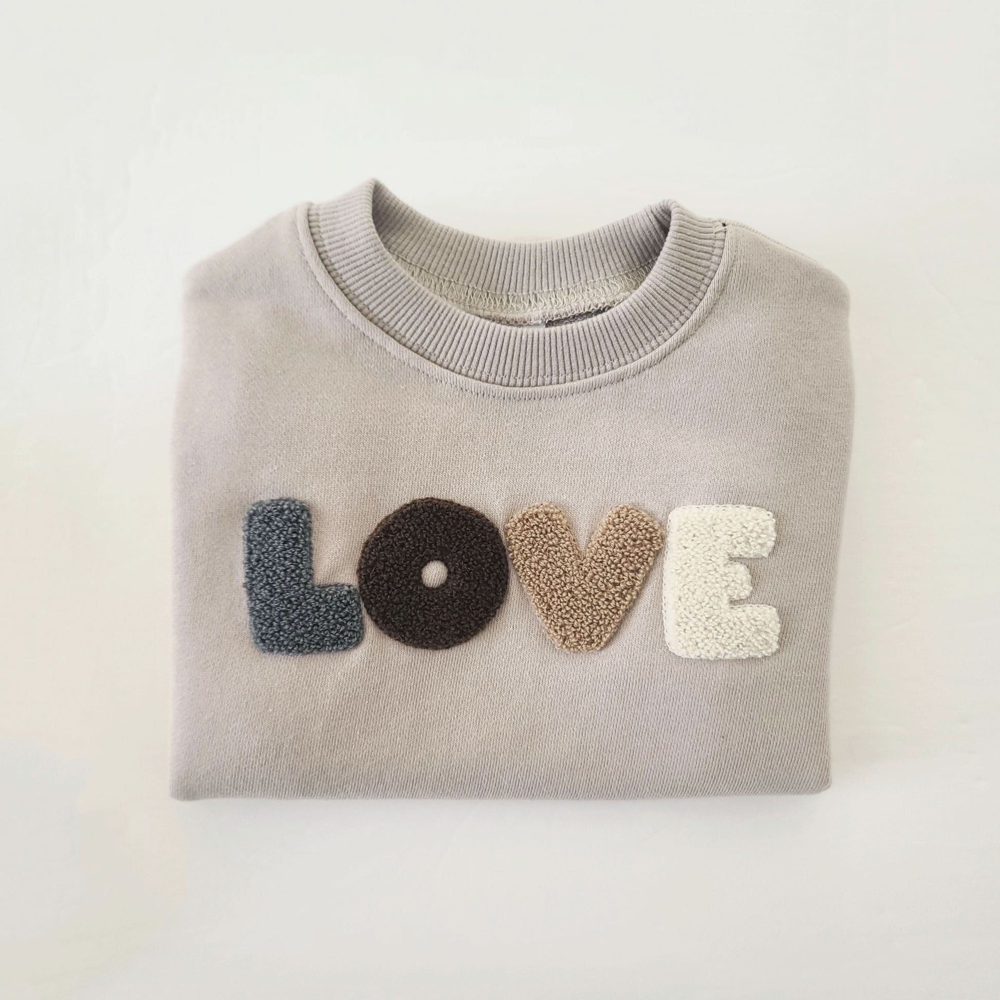 Baby LOVE Embroidery Sweatshirt Romper (0-18m) - Gray - AT NOON STORE