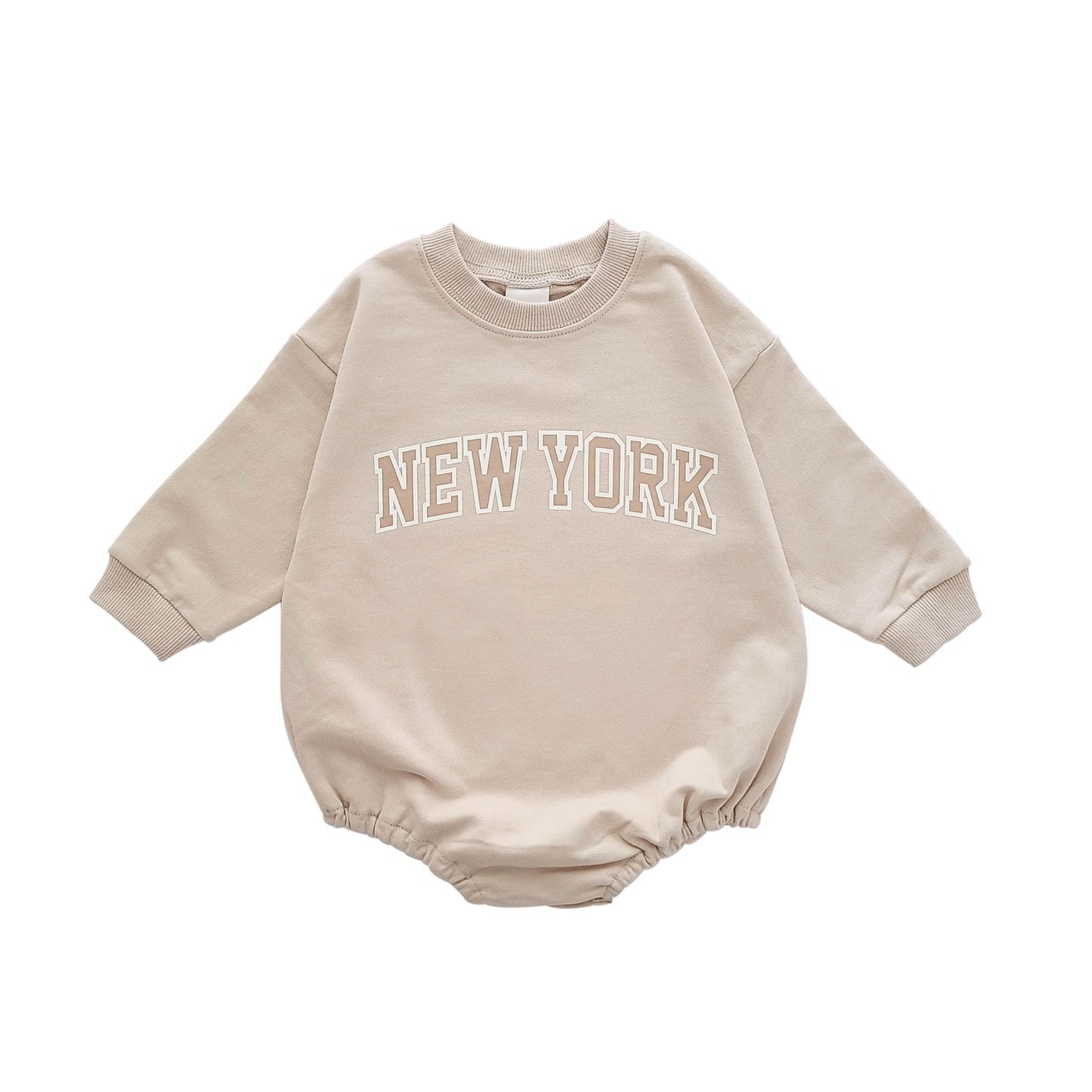 Baby New York Sweatshirt Romper (0-12m) - Beige - AT NOON STORE