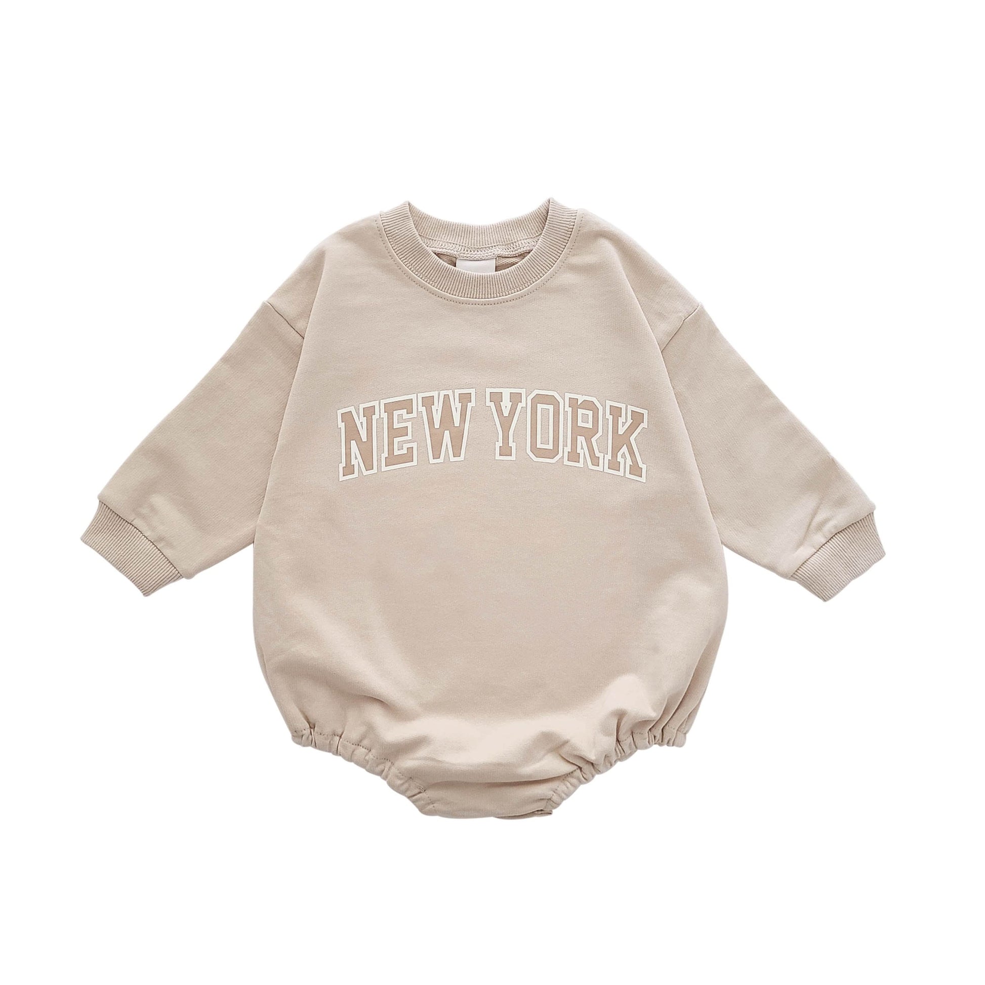 Baby New York Sweatshirt Romper (0-12m) - Beige - AT NOON STORE