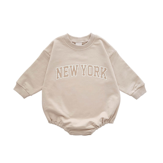 Baby New York Sweatshirt Romper (0-12m) - Beige - AT NOON STORE