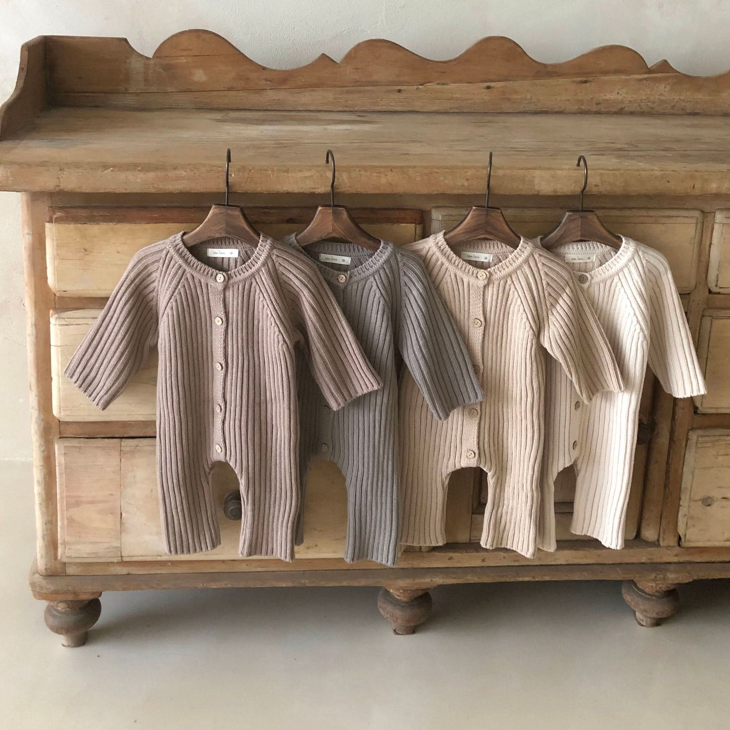 Baby Ribbed Sweater Knit Romper (0-18m) - Latte - AT NOON STORE