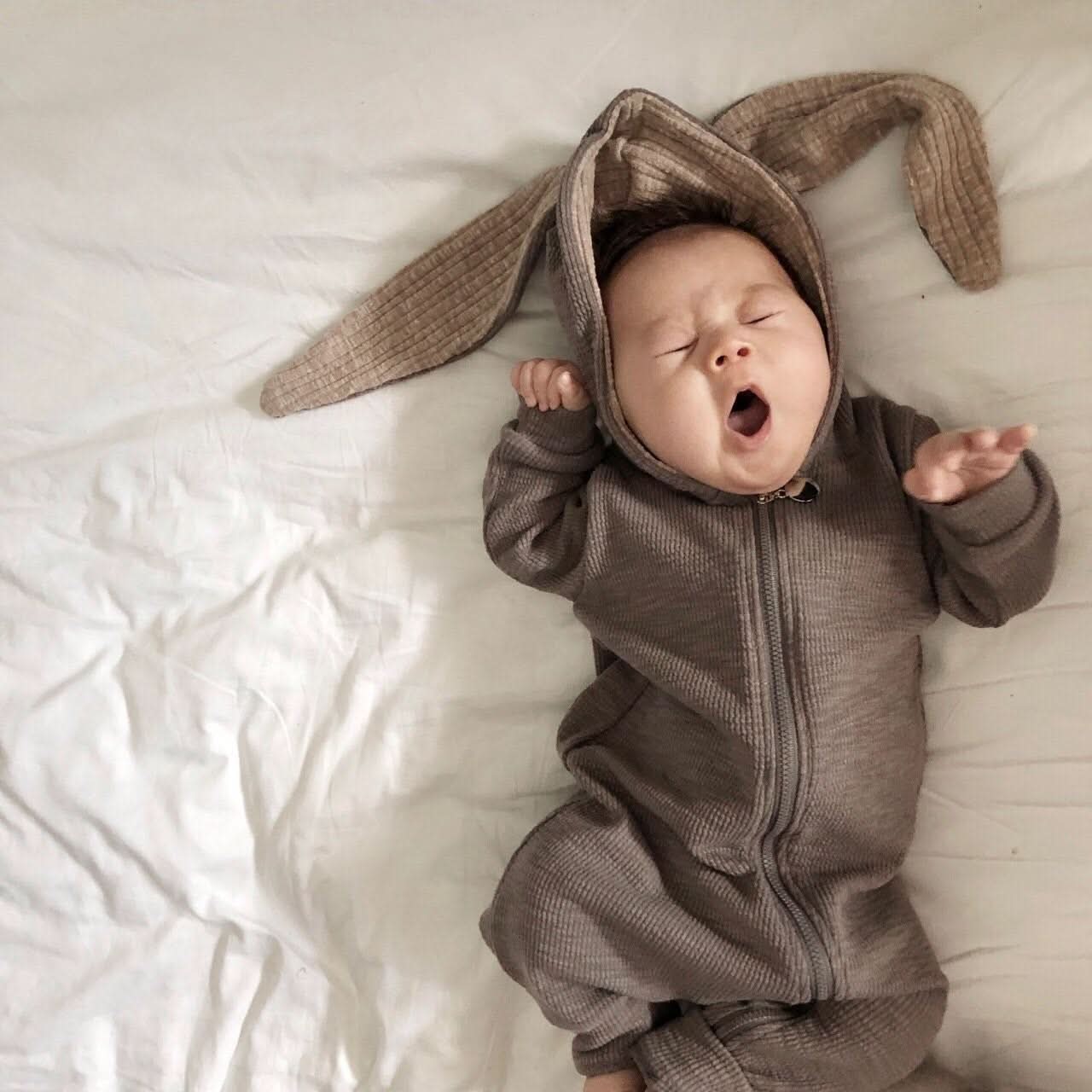 Baby Lala Bunny Hooded Jumpsuit -Gray - AT NOON STORE