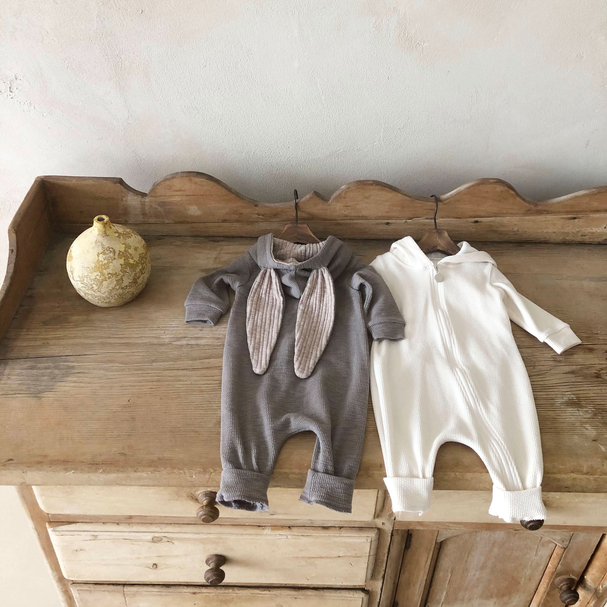 Baby Lala Bunny Hooded Jumpsuit -Gray - AT NOON STORE