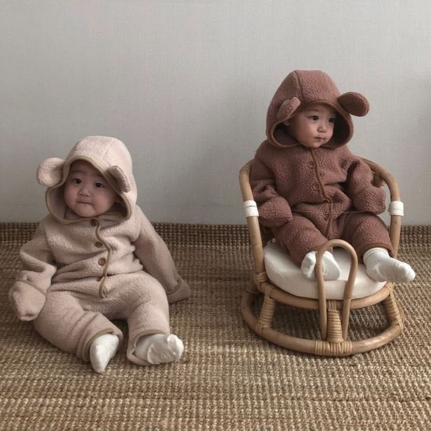 Baby Winter Bear Fleece Jumpsuit- 2 Colors - AT NOON STORE