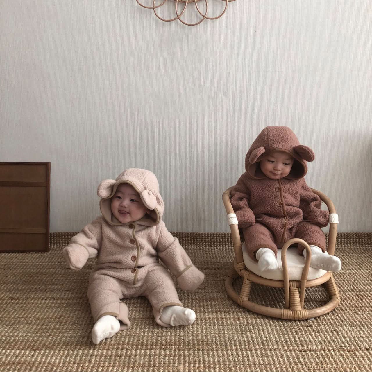 Baby Winter Bear Fleece Jumpsuit- 2 Colors - AT NOON STORE