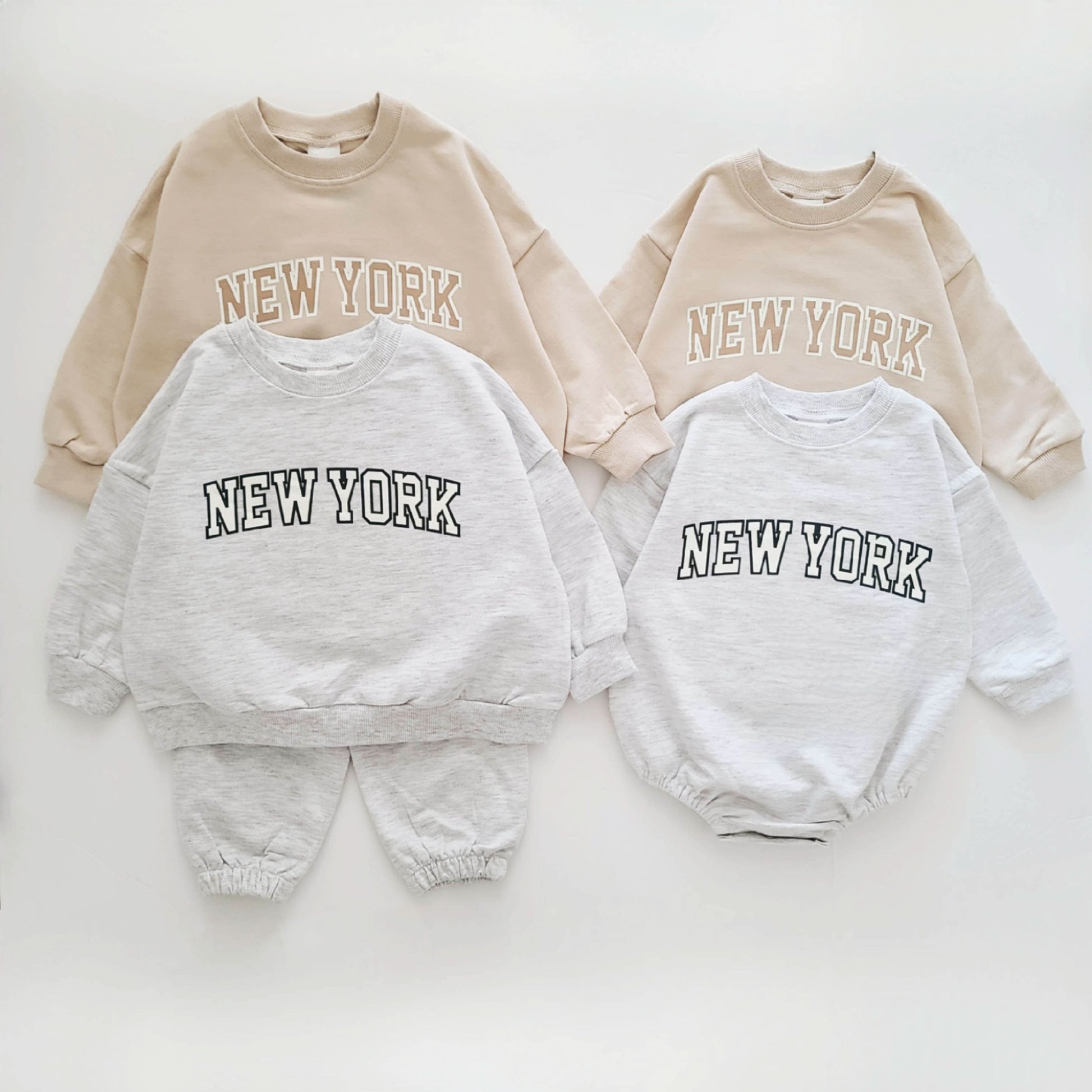 Baby New York Sweatshirt Romper (0-12m) - Beige - AT NOON STORE