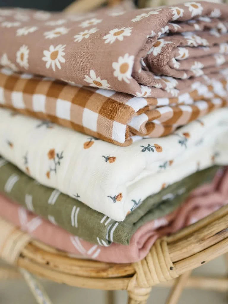 Mebie Gingham Muslin Swaddle Blanket - AT NOON STORE