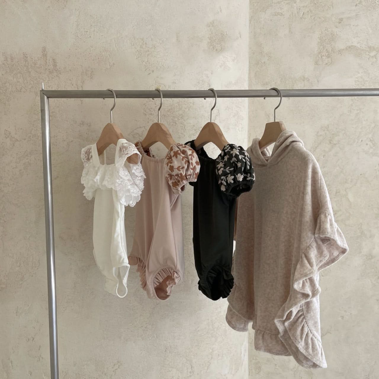 Toddler Coco Floral Embroidery Puff Sleeve One-Piece Swimsuit (1-4T) - 2 Colors - AT NOON STORE