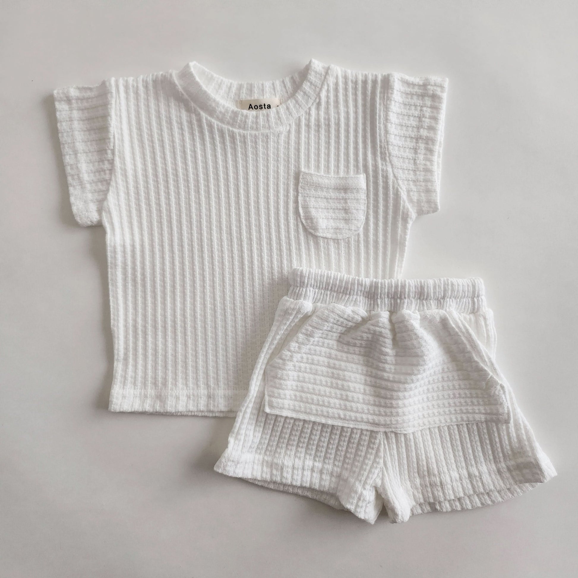 Toddler Short Sleeve Ribbed Pocket T-Shirt and Shorts Set (0-5y)- 2 Colors - AT NOON STORE