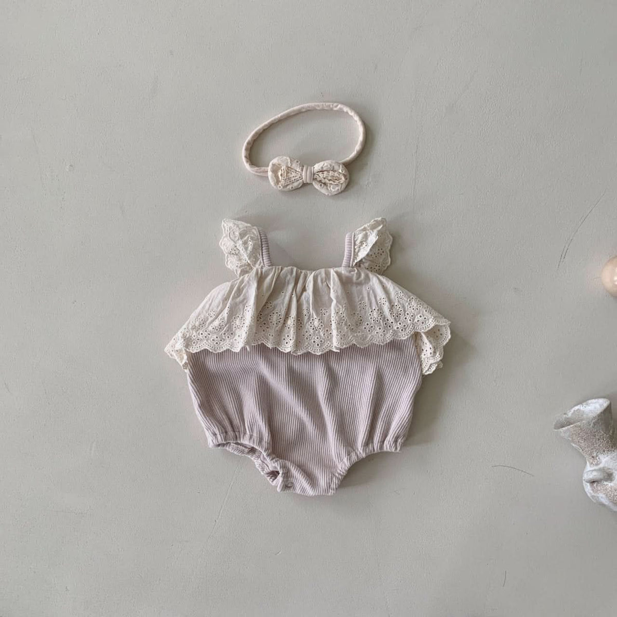 Baby BH Eyelet Lace Ruffle Romper (3 - 18m) - 2 Colors kids outfit