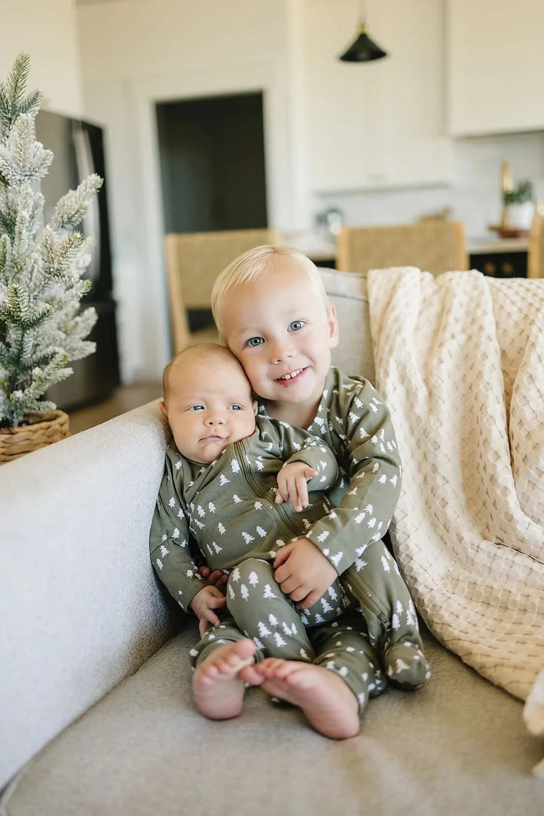 Baby Pines Zipper Footed Pajama (Newborn -18m) - Olive - AT NOON STORE