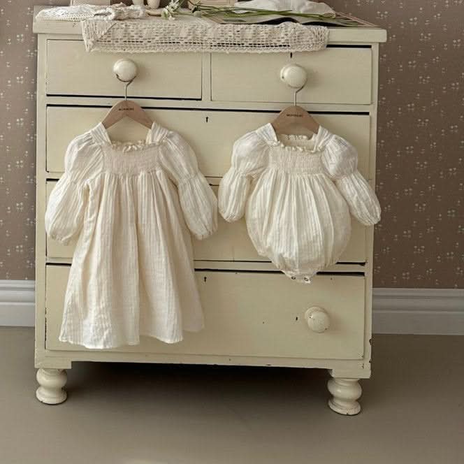 Baby Monbebe Angela Puff Sleeve Romper (3-24m) - 2 Colors - AT NOON STORE