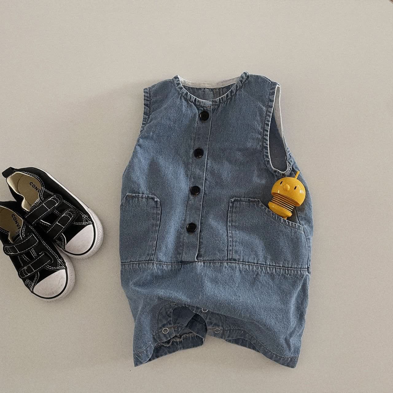 Baby Toddler Denim Jumpsuit (3-9m) - Dark Blue - AT NOON STORE