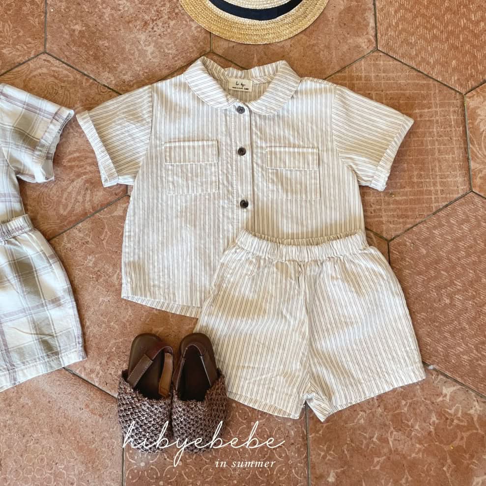 Baby Pocket Shirt and Shorts Set (3-15m) - 2 Colors - AT NOON STORE