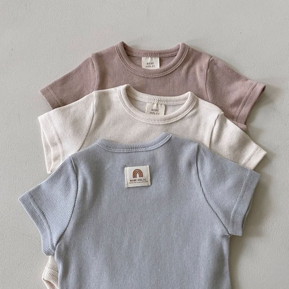 Baby BH Short Sleeve Ribbed Romper (3-18m) - 3 Colors - AT NOON STORE