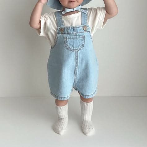 Baby Land Denim Shortalls (4-15m) - Blue - AT NOON STORE