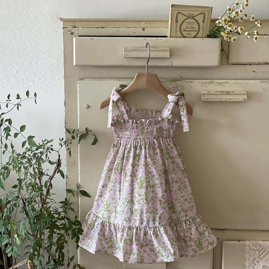 Toddler Milk Tie-Shoulder Dress (3m-2y)- Pink - AT NOON STORE