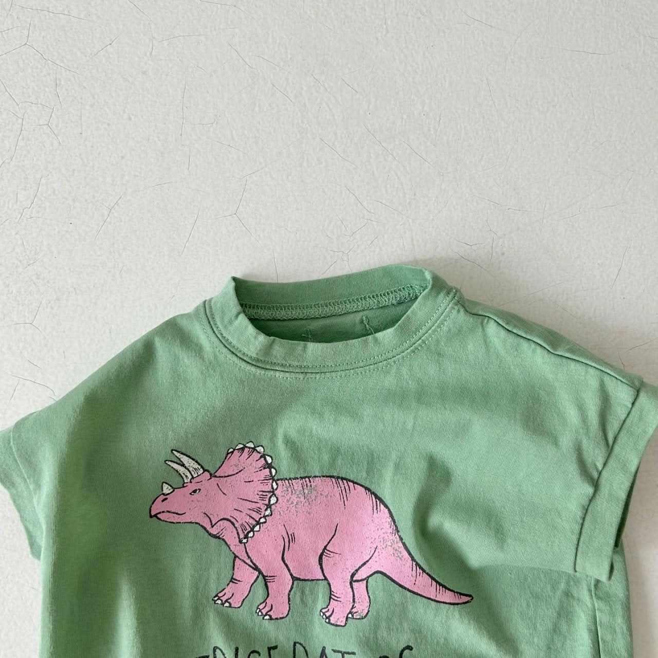 Baby Summer Dinosaur Short Sleeve Tee Romper (4-24m) - Green Triceratops - AT NOON STORE