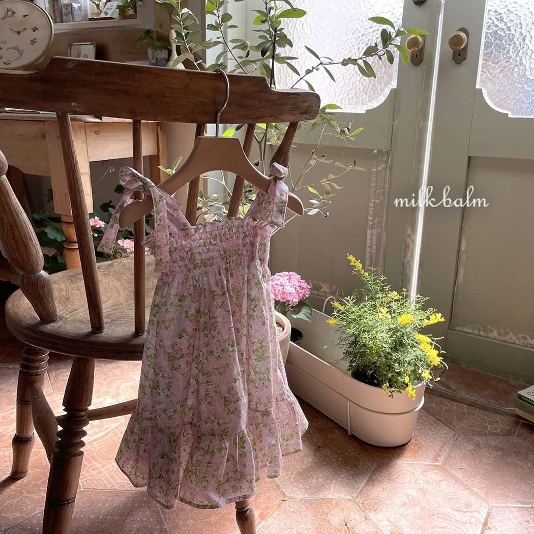 Toddler Milk Tie-Shoulder Dress (3m-2y)- Pink - AT NOON STORE