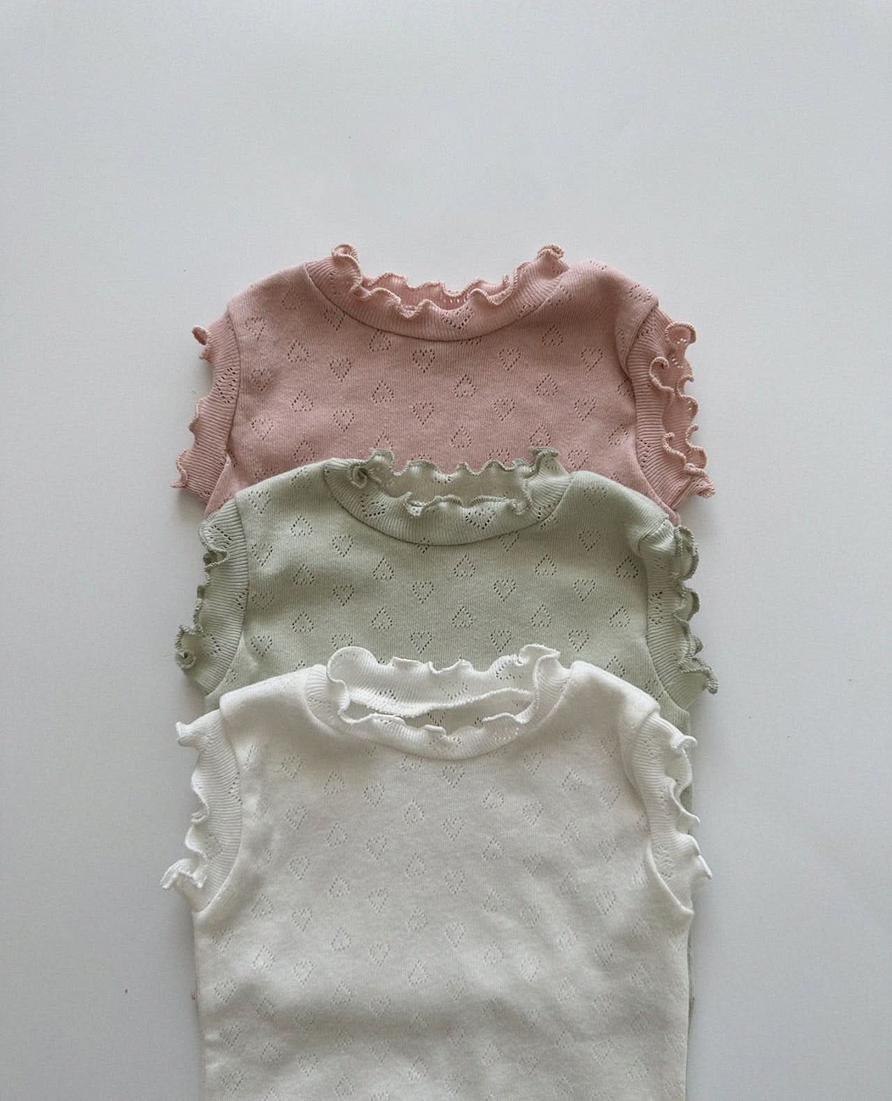 Toddler Heart Pointelle Lettuce-Edge Sleeveless Top (0-5y) - Mint - AT NOON STORE