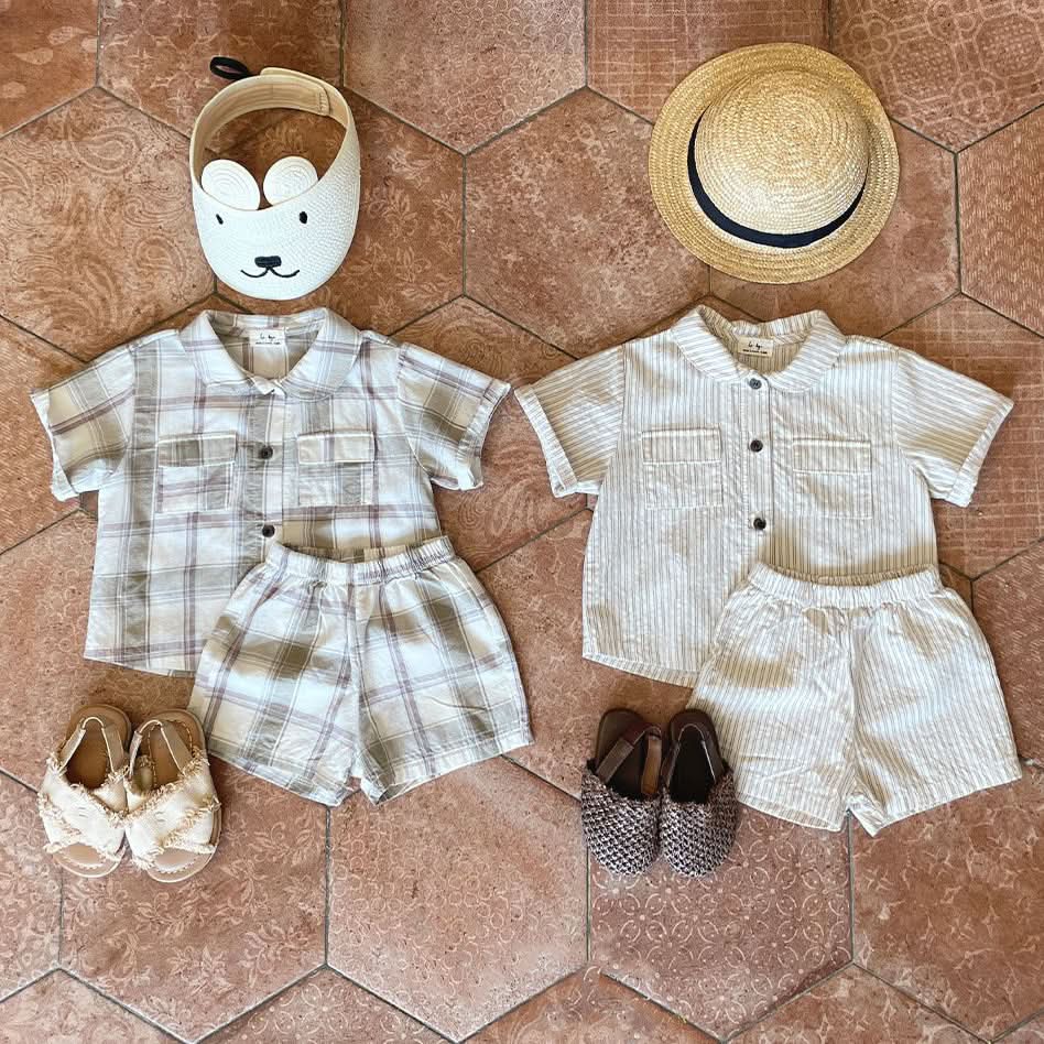 Baby Pocket Shirt and Shorts Set (3-15m) - 2 Colors - AT NOON STORE