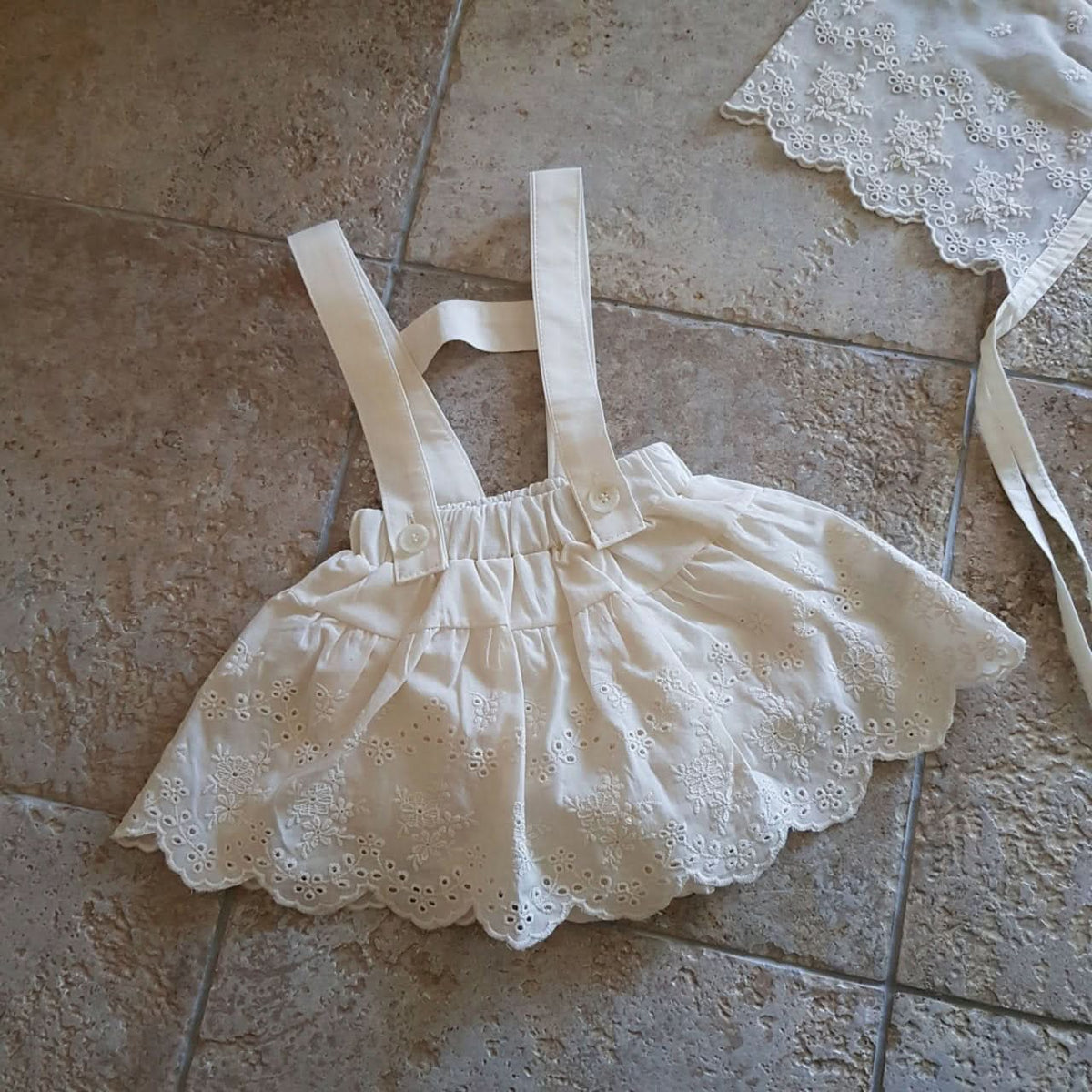Baby Suspender Embroidered Skirted Bloomer (618m) Cream AT NOON STORE