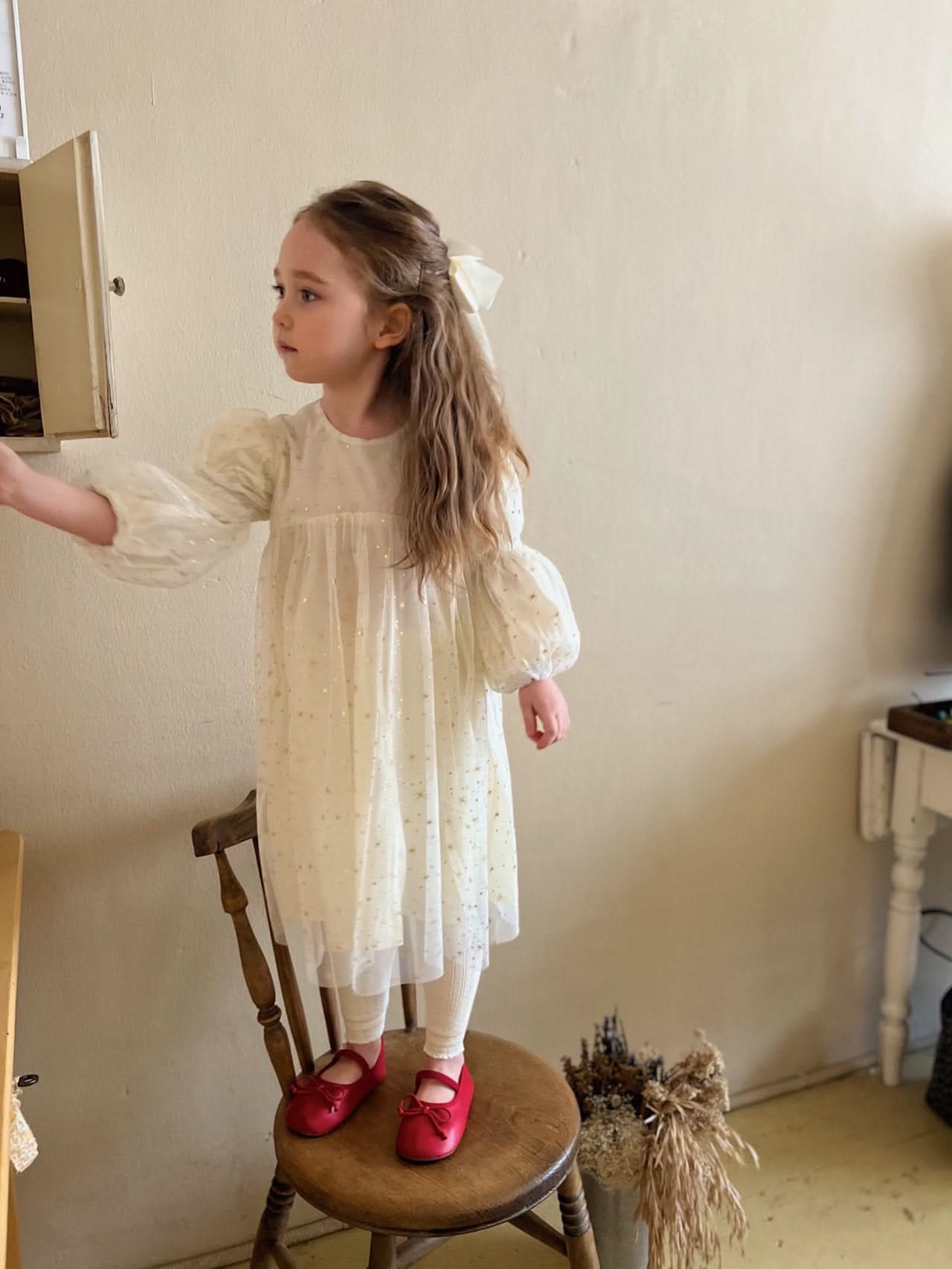 Kids Puff Sleeve Tulle Dress (2-5y) - Stars - AT NOON STORE
