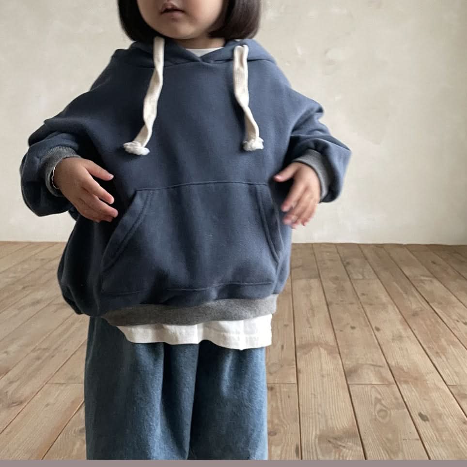 Kids Bella Kangaroo Pocket Cotton Hoodie (1-5y) - Blue kids outfit