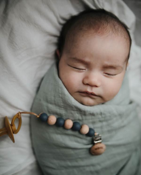 Mushie Muslin Swaddle Blanket Organic Cotton (Pale Taupe) kids outfit
