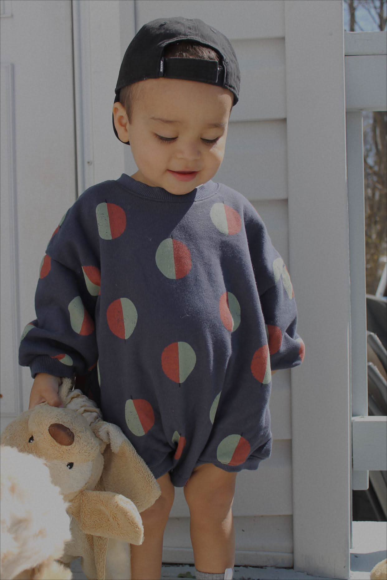 Toddler Balloon Print Sweatshirt Romper (3m - 3y) - Beige kids outfit