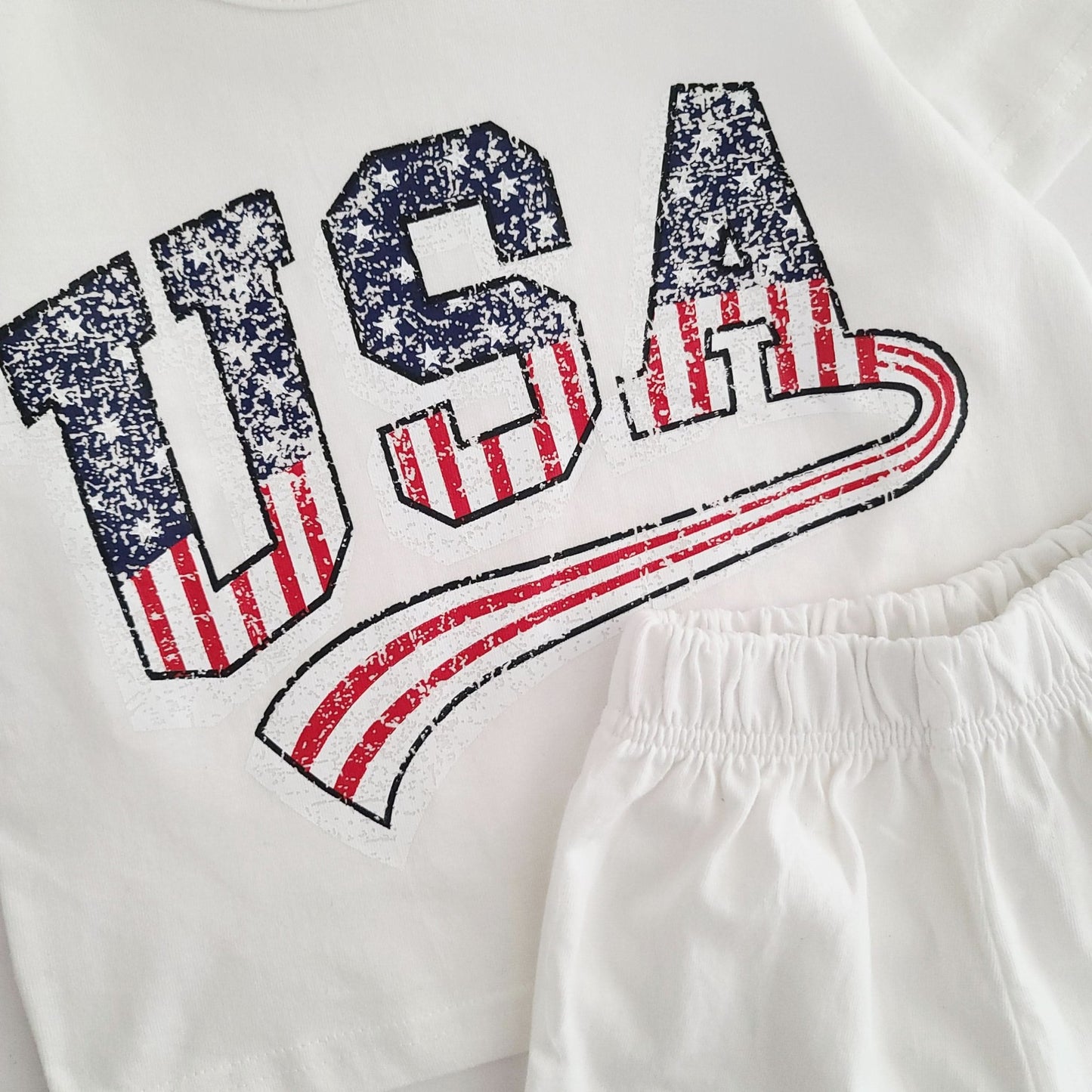 Toddler USA T-Shirt and Shorts Set (1-5y) - Ivory kids outfit