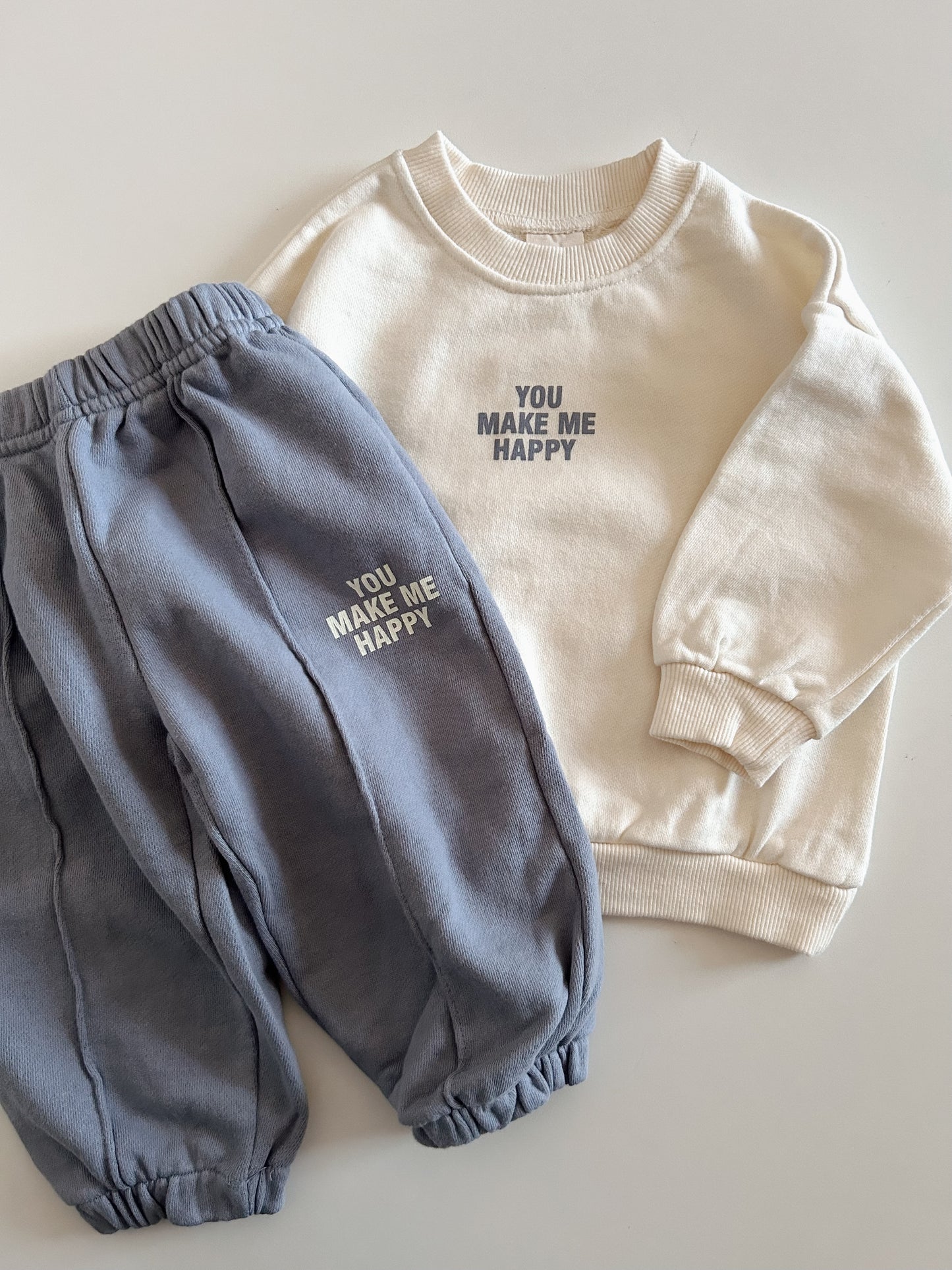 Toddler 'YOU MAKE ME HAPPY' Sweatshirt and Jogger Pants Set (6m-6y) - 2 Colors - AT NOON STORE