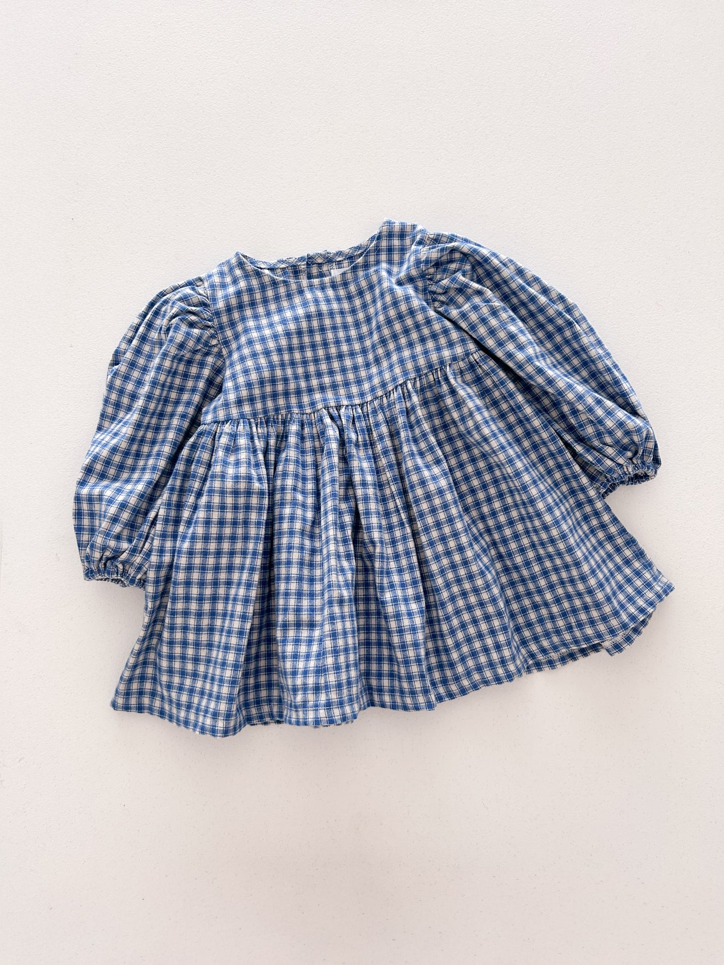 Kids F26 Plaid Bubble Sleeve Dress (1-7y) - Blue