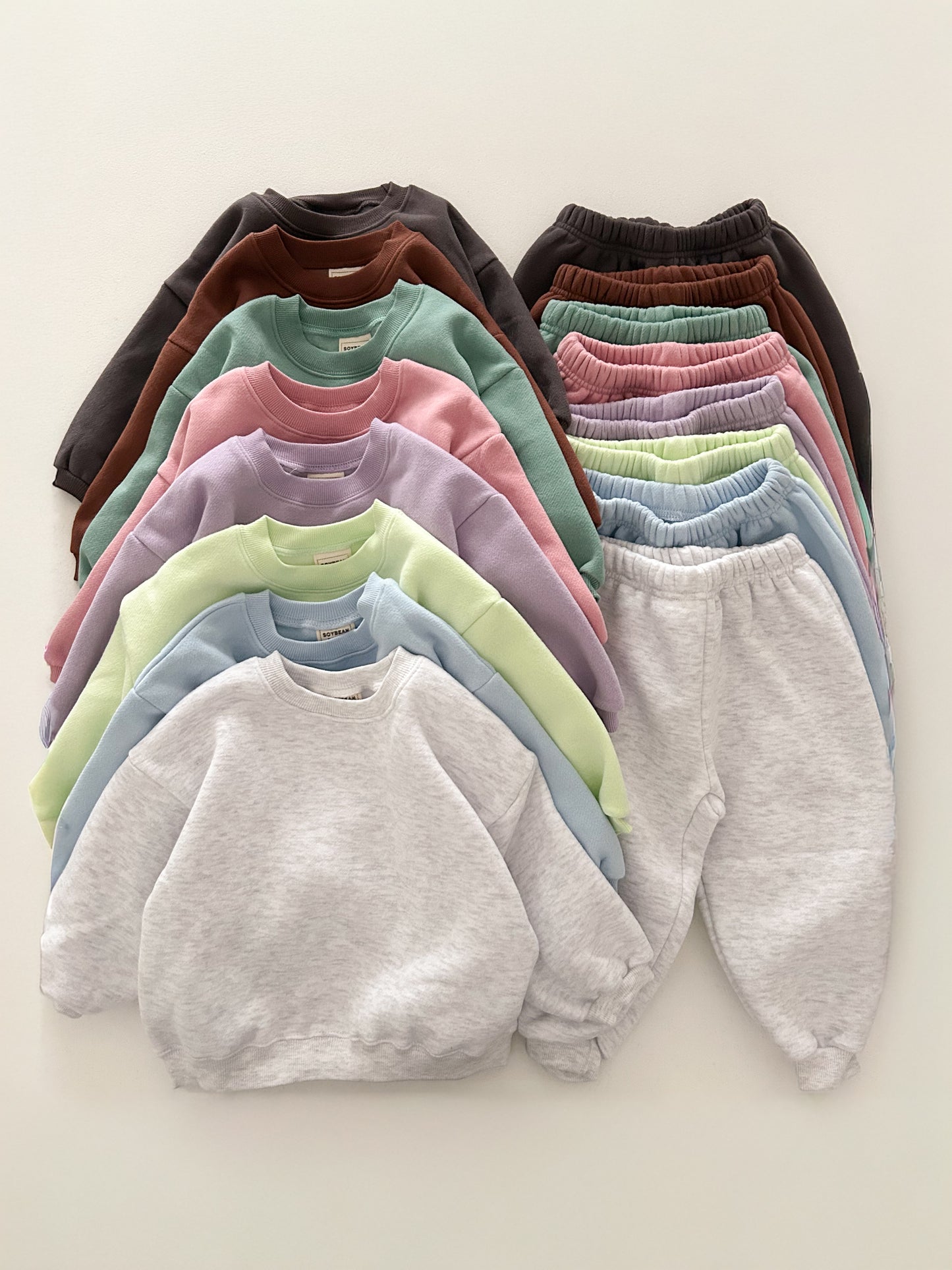 Kids Soy W25 Warm Brushed Cotton Sweatshirt and Jogger Pants Set (1-6y) - 8Colors